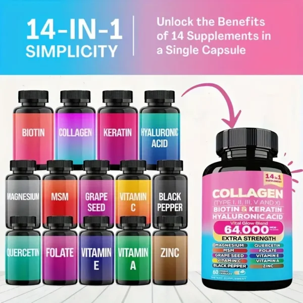 3 in 1 Types I, II, III, V and X - Biotin, Capillary Vitamin, Hyaluronic Acid - Supports - Image 2