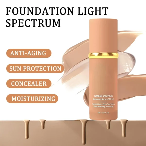 4-in-1 Light Spectrum Foundation - Waterproof, SPF 50+, Full Coverage - Image 2