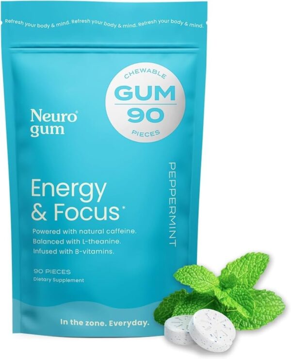 Energy Caffeine Mint Candies 54Pcs - Peppermint Flavor, L-Theanine & Vitamin B12