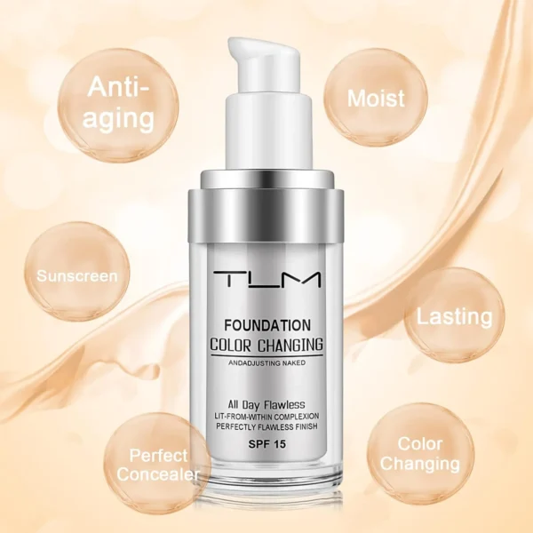 Color Changing Foundation Liquid (2 PACK) - Flawless Warm Skin Tone Makeup