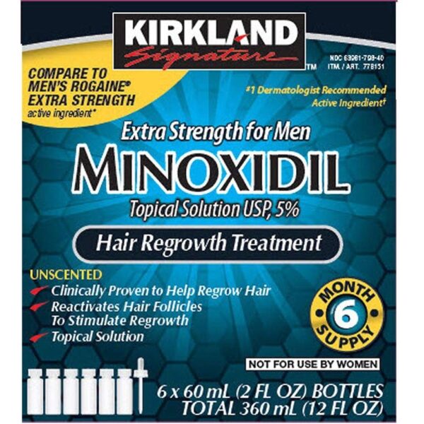 Kirkland Minoxidil 5% Extra Strength Liquid Hair Loss 1,3,4 6, 12-Months' Supply