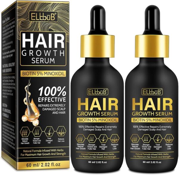 5% Minoxidil Hair Growth Oil with Biotin - For Men & Women, 2.02 Fl. Oz -