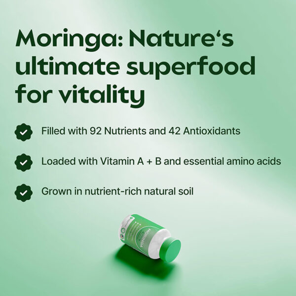 Moringa Powder Capsules Pure Nutrient Rich Natural Green Antioxidant Super - Image 3