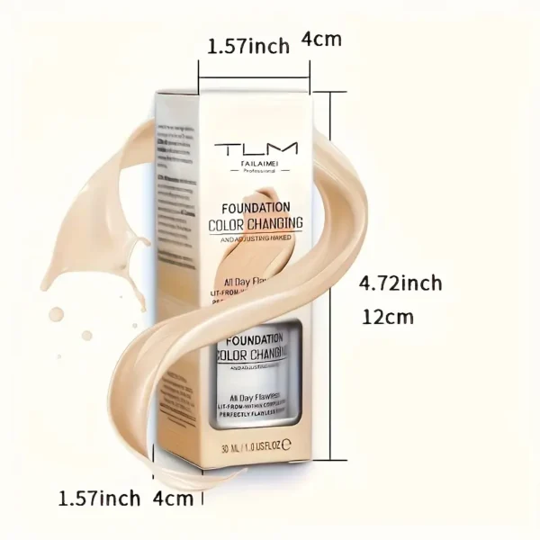 TLM Color Changing Foundation - SPF 15, Full Coverage, Color Correction & - Image 2