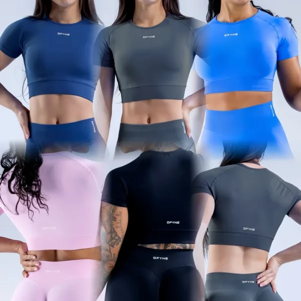 Impact Crop Top DFYNE Women's Short Sleeve Yoga Top Shirts
