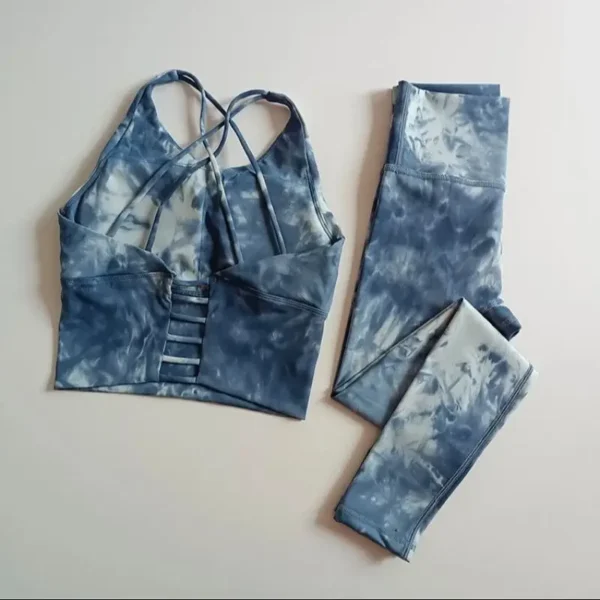 High Waist Hip-lifting Pants Beauty Back Bra Suits Seamless Tie-Dye Yoga Sets - Image 3