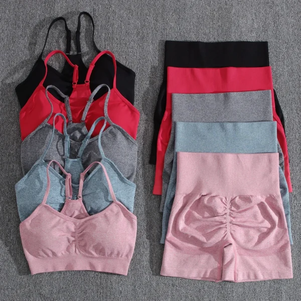 Fitness Yoga Set Women Sports Push Bra Gym Suit High Waist Seamless
