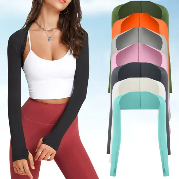 Summer Ice Silk Long Shawl Arm Sleeves One Piece Cooling Sunscreen Anti-UV