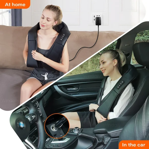 4D Shiatsu Neck and Shoulder Massager With Heat Electric Back Massagers - Image 6