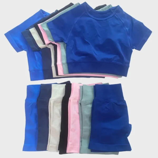 DFYNE 2PCS Impact Yoga Set Women Crop Top Short Sleeve+ Scrunch Sports - Image 4