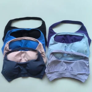 Impact Sports Bra Women Seamless Halter Neck Strap Bra Padded Open Back Yoga