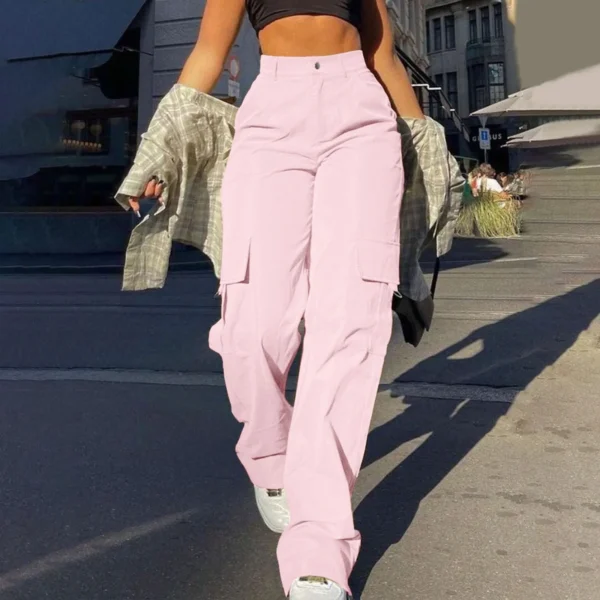 2024 Fashion Harajuku Cotton Linen Trousers Stretch Twill High Waisted Wide