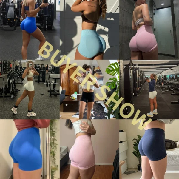 Dfyne Impact Shorts Low Ribbed Band Yoga Shorts Seamless Scrunch Bum - Image 5