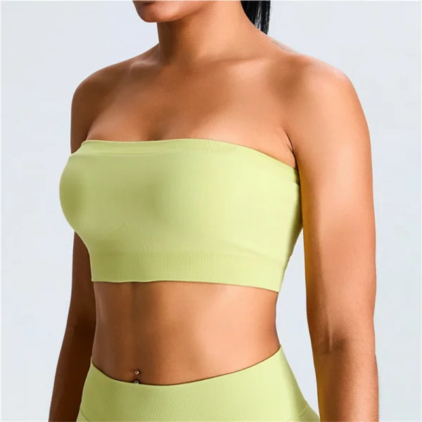 2Pcs Pad Seamless Strapless Sports Bra Yoga Set Female Workout Shorts - Image 3