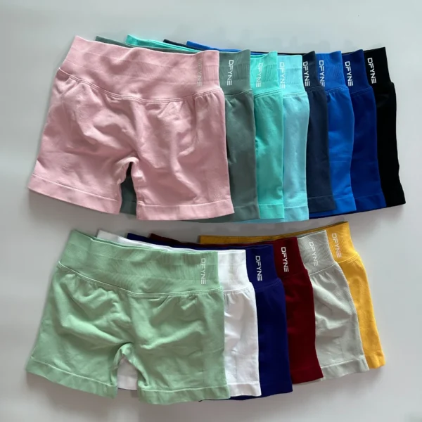Dfyne Impact Shorts Low Ribbed Band Yoga Shorts Seamless Scrunch Bum - Image 2