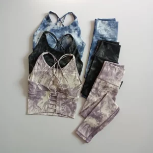 High Waist Hip-lifting Pants Beauty Back Bra Suits Seamless Tie-Dye Yoga Sets