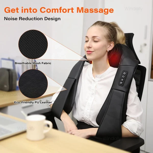 4D Shiatsu Neck and Shoulder Massager With Heat Electric Back Massagers - Image 3
