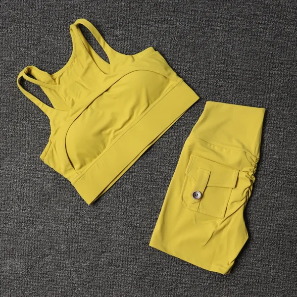 Fitness Shorts Yoga Sets Women's Tracksuit High Waist Sportswear - Image 3