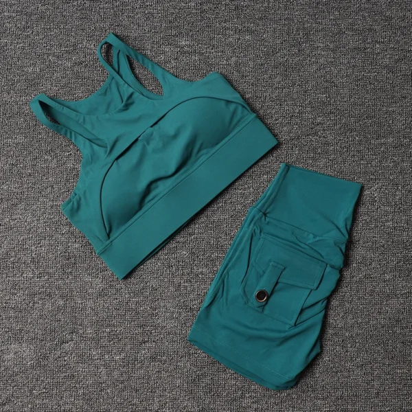 Fitness Shorts Yoga Sets Women's Tracksuit High Waist Sportswear - Image 2
