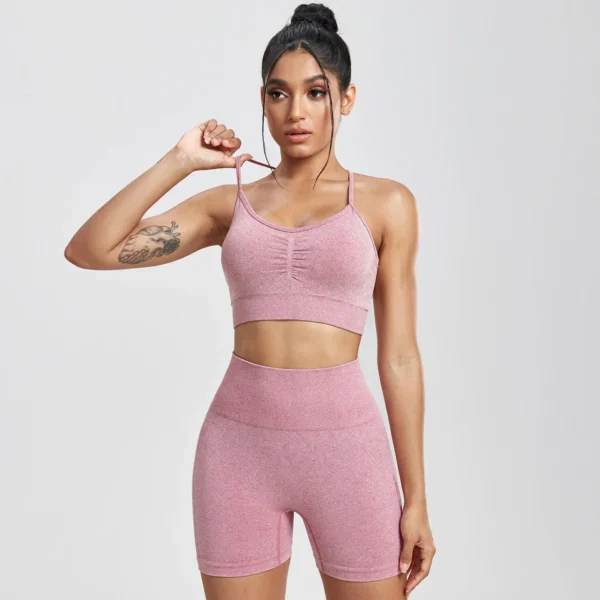 Fitness Yoga Set Women Sports Push Bra Gym Suit High Waist Seamless - Image 5