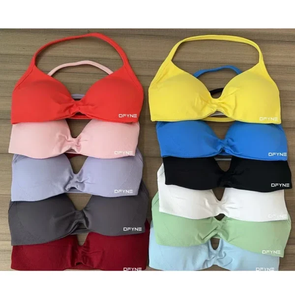 Dfyne Impact Strappy Bra Seamless Halter neck Yoga Top - Image 6