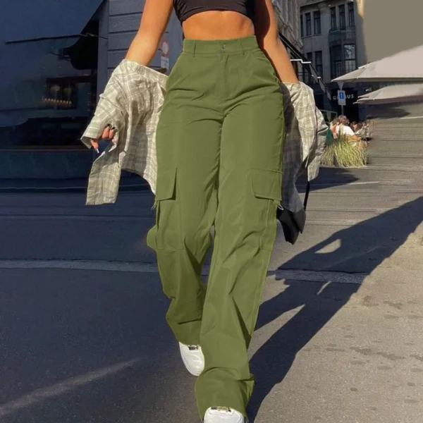 2024 Fashion Harajuku Cotton Linen Trousers Stretch Twill High Waisted Wide - Image 5
