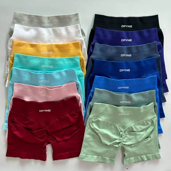 Dfyne Impact Shorts Low Ribbed Band Yoga Shorts Seamless Scrunch Bum