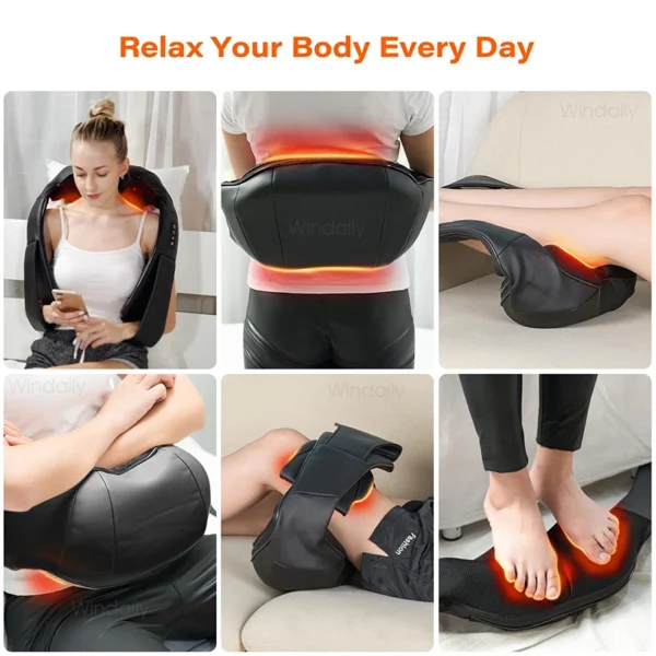4D Shiatsu Neck and Shoulder Massager With Heat Electric Back Massagers - Image 5