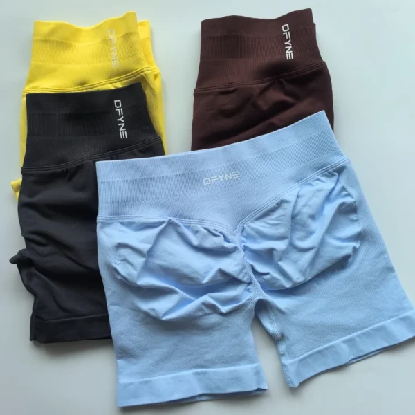 Dfyne Impact Shorts Low Ribbed Band Yoga Shorts Seamless Scrunch Bum - Image 3